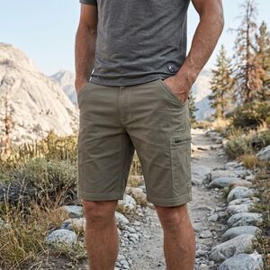 KUHL Renegade Performance Shorts Mens 34 Tundra Olive Green Hiking 10 Inseam